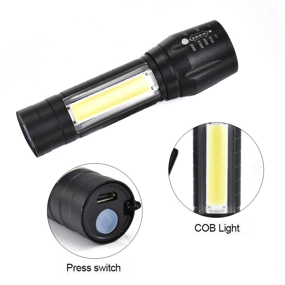 Đèn Pin LED T6 COB Có Thể Sạc Được Kèm Hộp Đựng