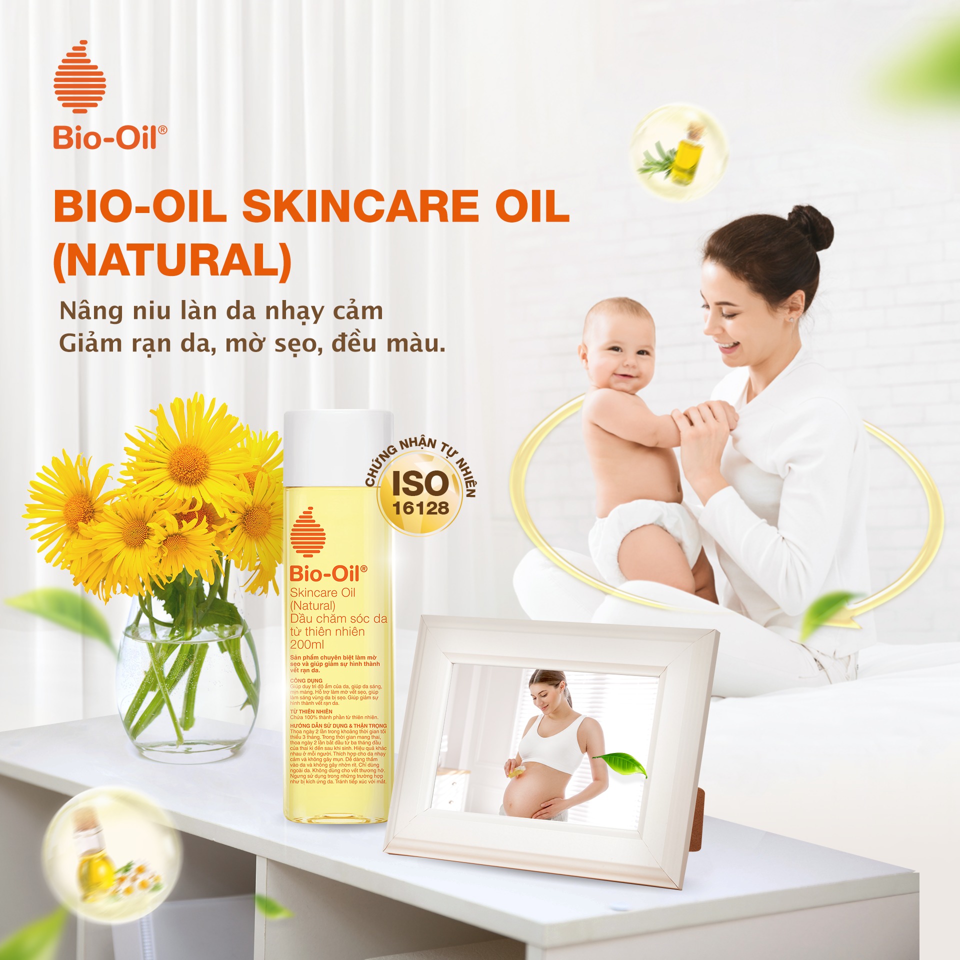 Dầu chăm sóc da từ Thiên Nhiên giúp giảm rạn dạ, mờ sẹo cho da nhạy cảm - BIO-OIL SKINCARE OIL (NATURAL) (chai 60ml)