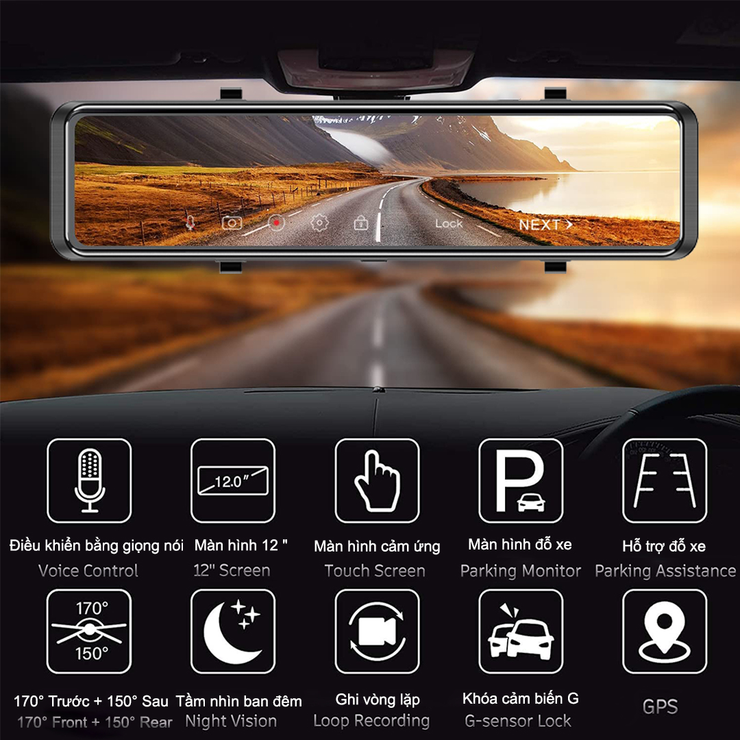 Camera Hành Trình ô Tô Siêu Rõ 2k Và Full Hd 1080p Trước Và Sau Ghi Hình Đồng Thời,Bên Trong Wifi Và GPS Có Kết Nối Điện Thoại ,Cảm Biến G,Thông Báo Tốc Độ