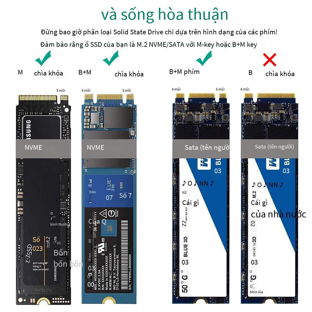 Hộp đọc trạng thái rắn M.2 phong cách mới nhất Hộp đĩa cứng giao thức kép NVMe/SATA USB3.1 máy tính hộp đĩa cứng di động m2 bên ngoài