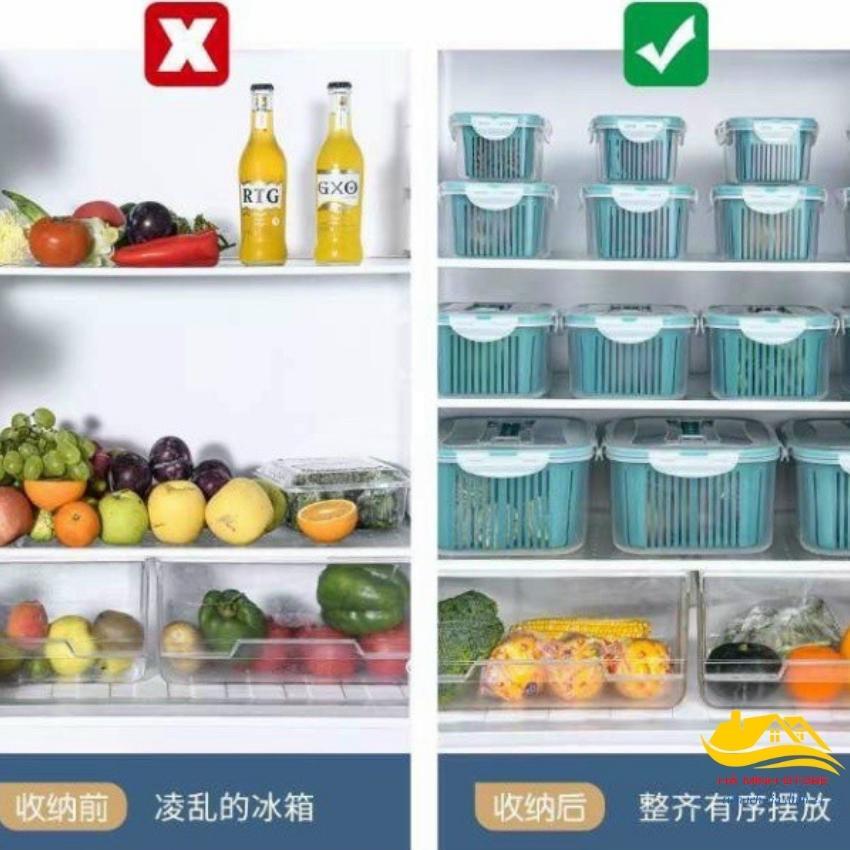 Sét 5 hộp đựng đồ, thực phẩm bảo quản trong tủ lạnh có nắp đậy quai xách kèm rổ combo 5 hộp đựng thực phẩm hà minh store