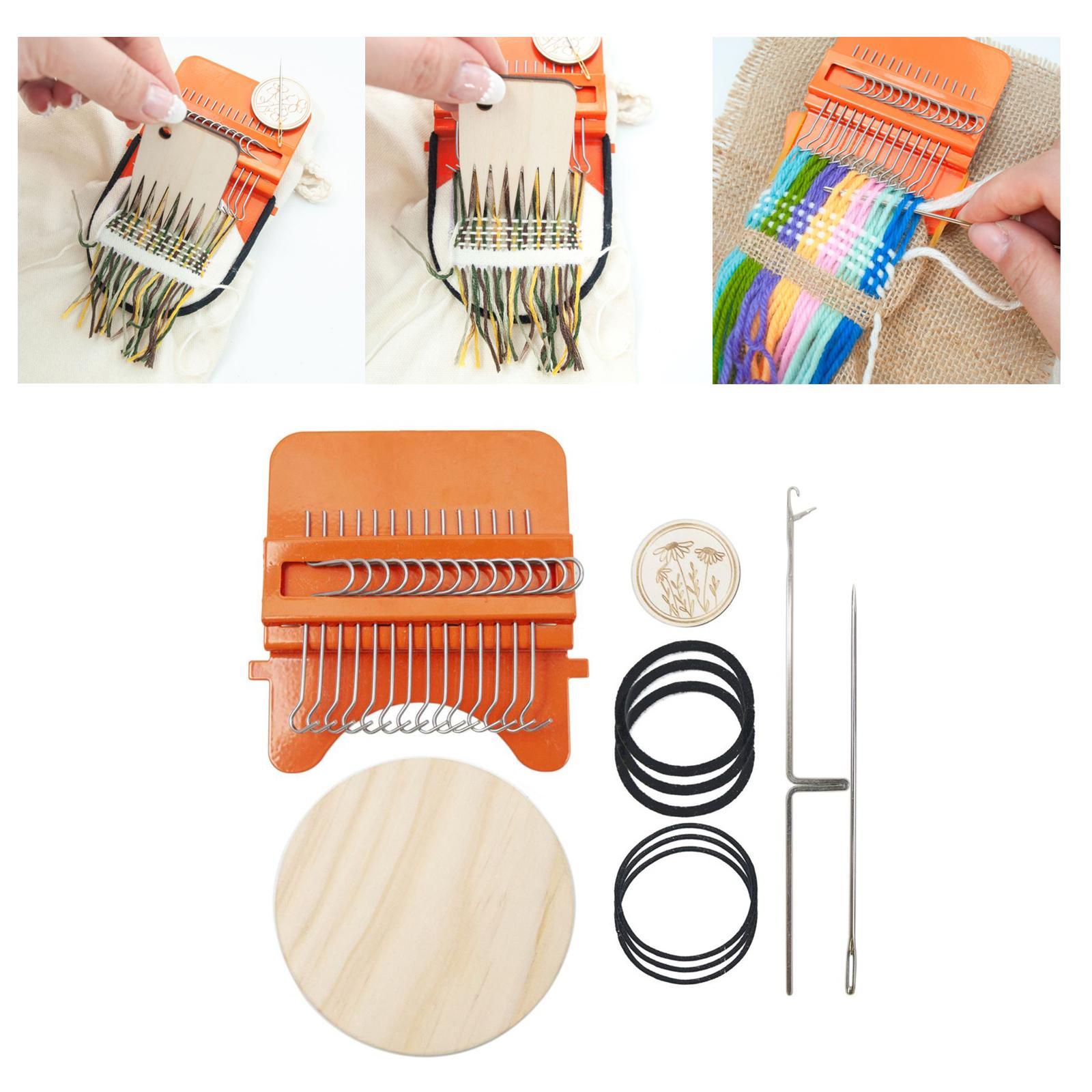 Darning Knitting 12Hooks Portable Mini Durable with Wooden Disc Weave Tool for Beginners