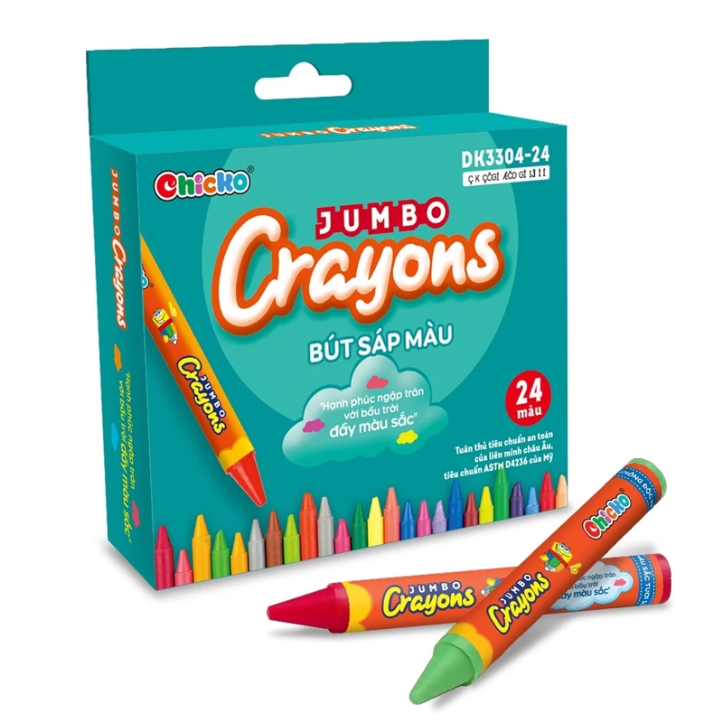 Bút Sáp Màu Chicko Jumbo Crayons - 24 Màu - DK3304-24