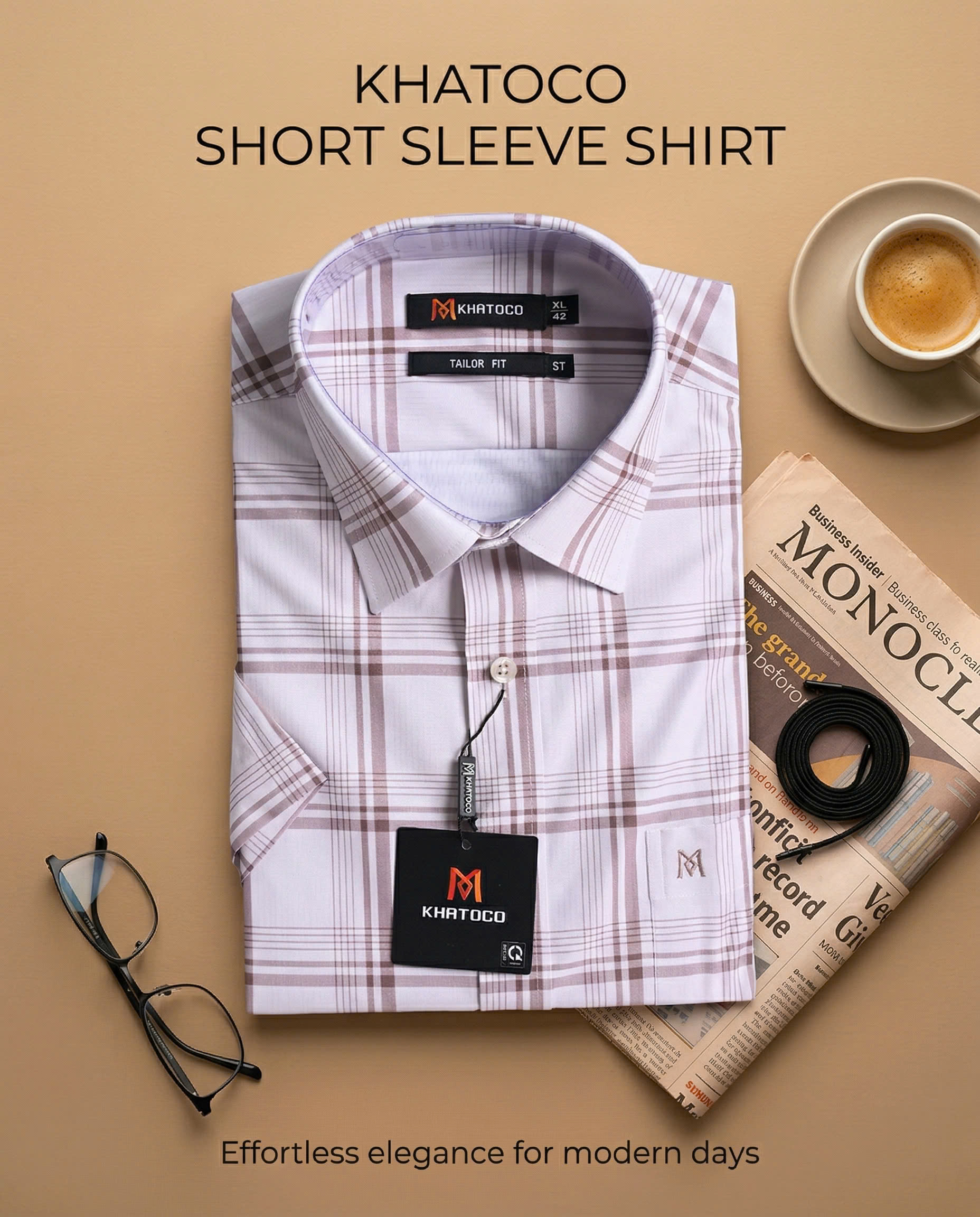 Áo sơ mi tay ngắn Khatoco (M-3XL)