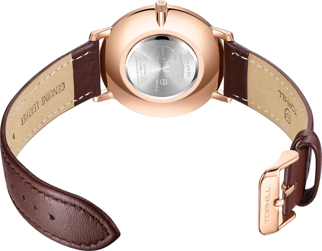 Đồng hồ nam dây da chính hãng Thụy Sĩ TOPHILL TS011G.PZ3252