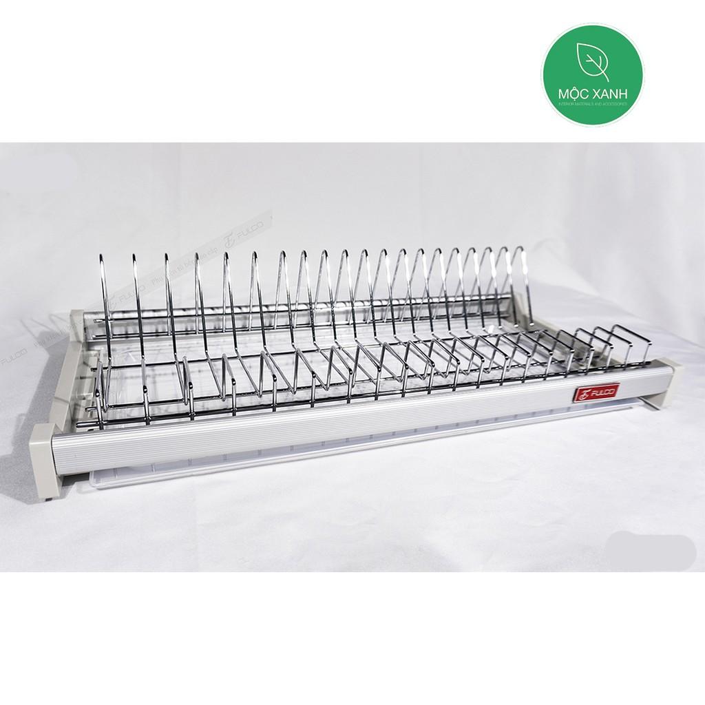 Giá bát đĩa Inox bóng cao cấp tủ trên nan tròn 2 tầng
