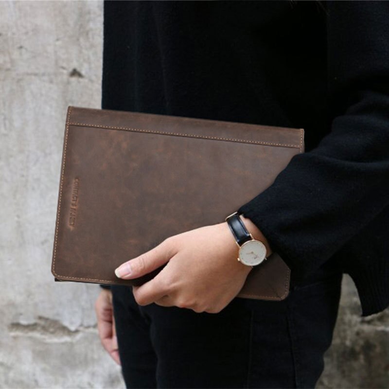 Túi văn kiện da bò thật clutch da all-in-one 10.5 cao cấp