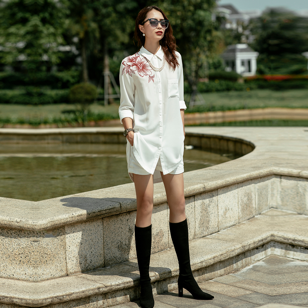 Áo Sơ Mi Nữ Oversized Áo Thêu TOP120 Thời trang thiết kế Hity