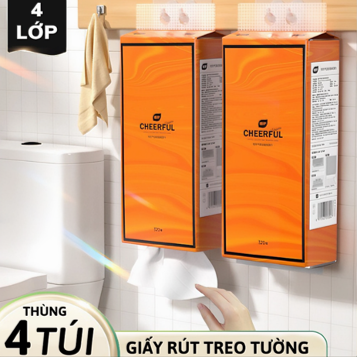Khăn giấy topgia 4 lớp cao cấp dạng rút tiết kiệm, tiện lợi, siêu mềm mịn an toàn cho mọi loại da 16gói