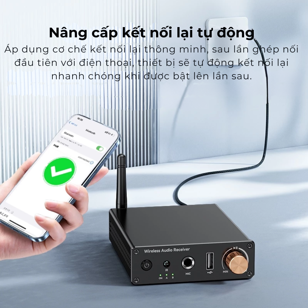 Bộ Thu Âm Thanh Bluetooth 6.0  RCA/AUX/USB + Mic 6.5mm Hát Karaoke, Kết Nối Kép M6R - Hàng Nhập Khẩu