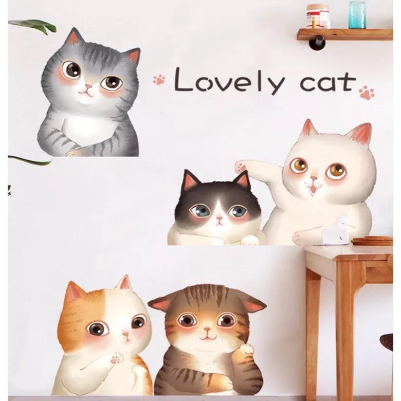 Decal trang trí tường những Mèo Ú hoạt hình đáng yêu