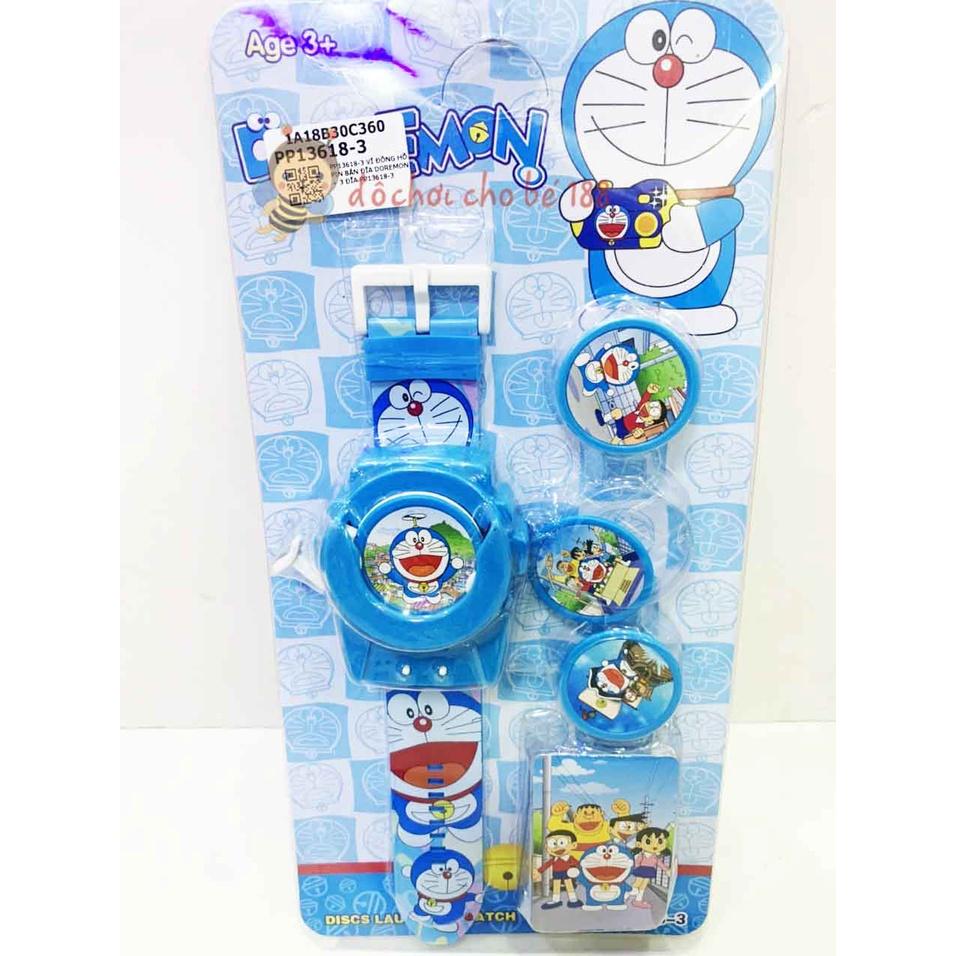 Đồ chơi đồng hồ đeo tay Doraemon spider man người nhện có bắn đĩa, giúp bé luyện tập thói quen xem giờ mỗi ngày