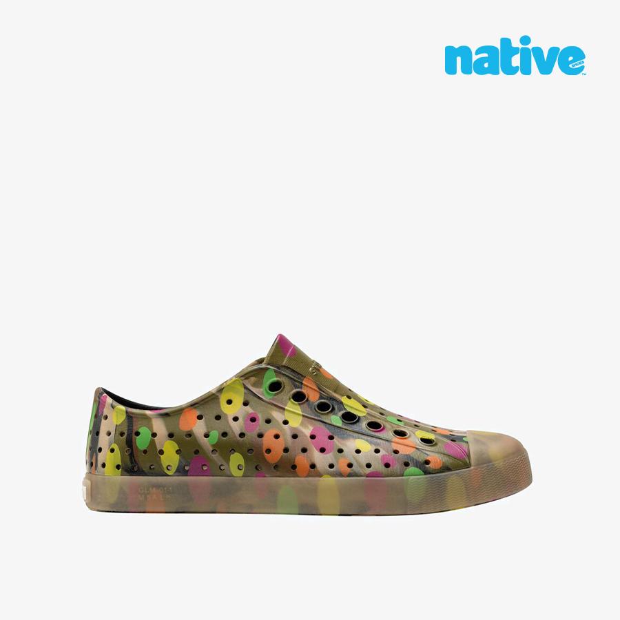 Giày Lười Unisex NATIVE Jefferson Print - ROOKIE GREEN MARBLE/ TRANSLUCENT/ MULTI POLKA DOTS - 34.5