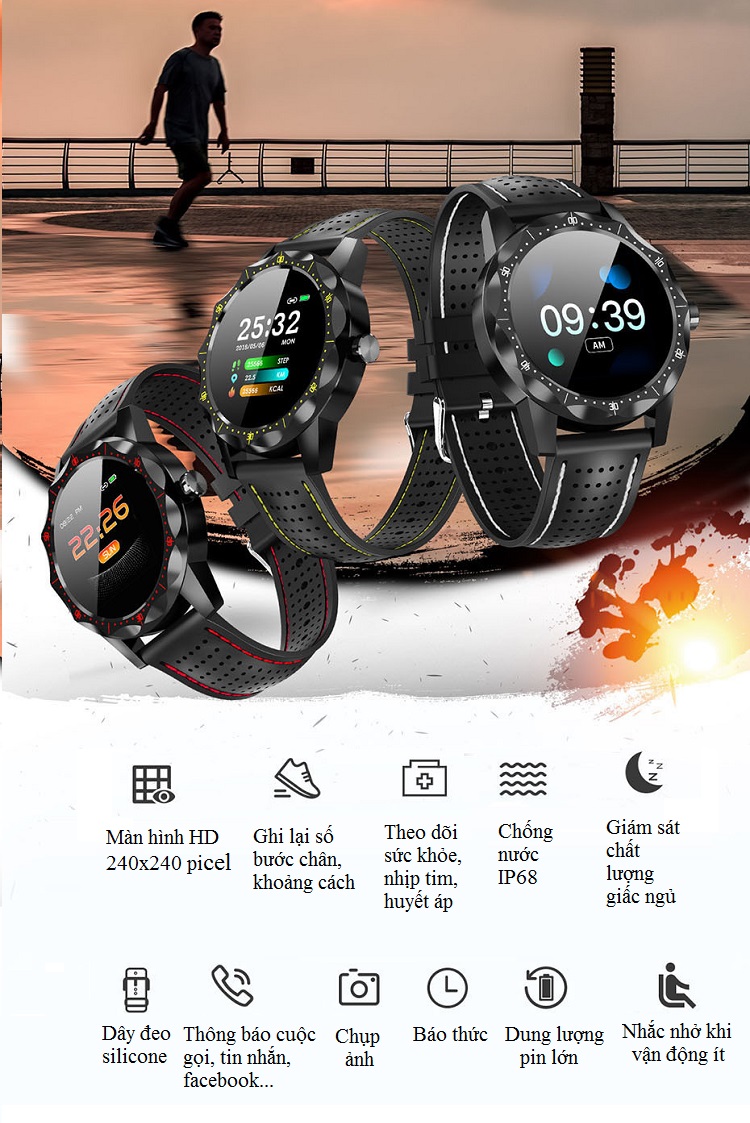 Đồng Hồ Thông Minh Smart Watch Nam IP68 Chống Nước SKY-1 Theo Dõi Hoạt Động Và Sức Khỏe