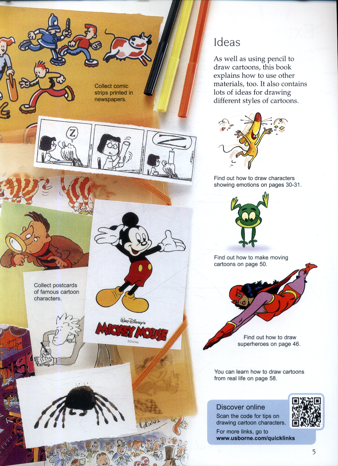 Sách tô vẽ tiếng Anh: Usborne  Art Ideas Drawing Cartoons