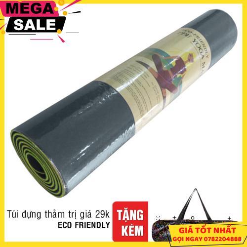 Thảm Tập Yoga Eco Friendly Tpe - Xanh Lá Đen (6Mm) - Giao Hàng Toàn Quốc