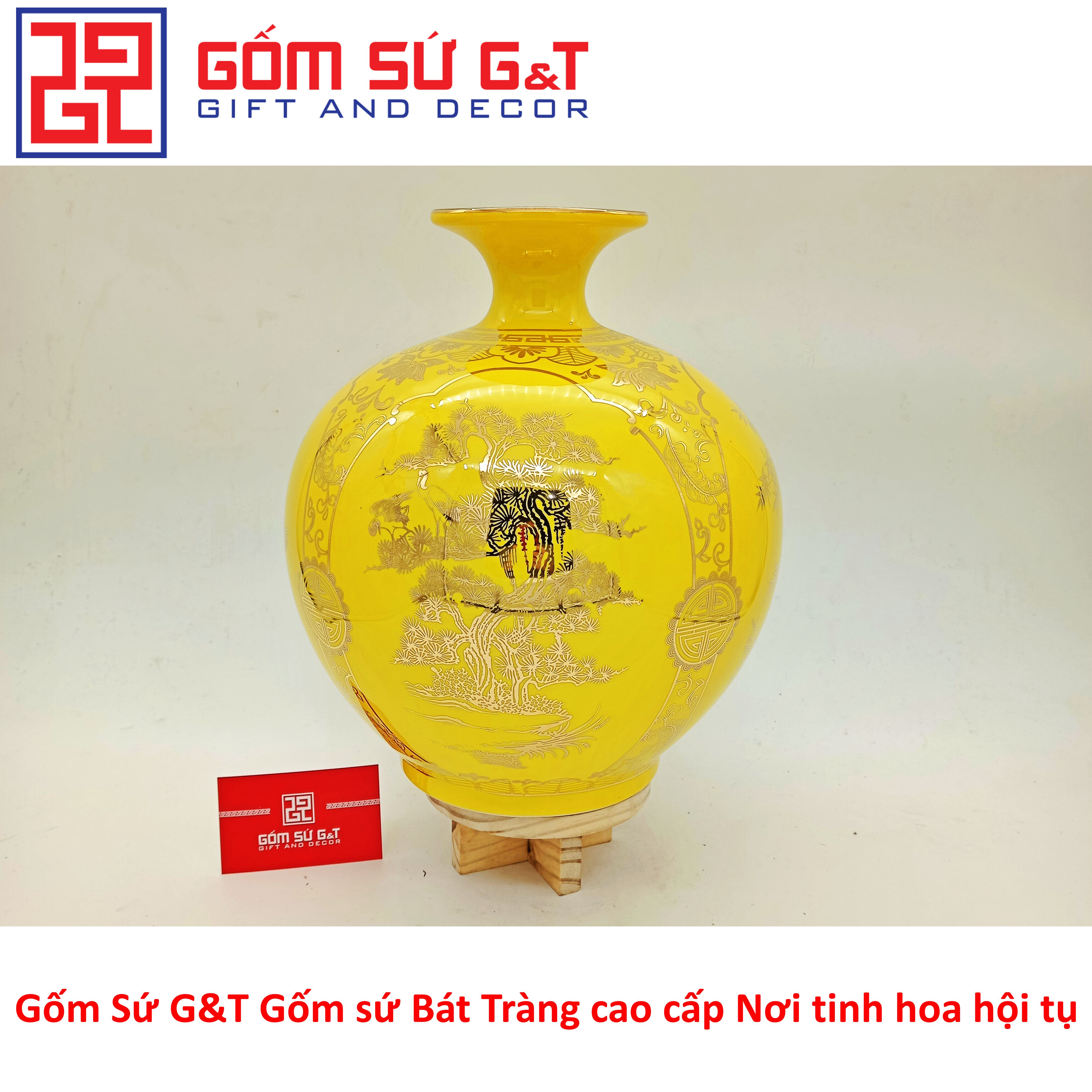 Bóng hút tài lộc 4 mùa sung túc vẽ vàng kim Gốm Sứ G&amp;T