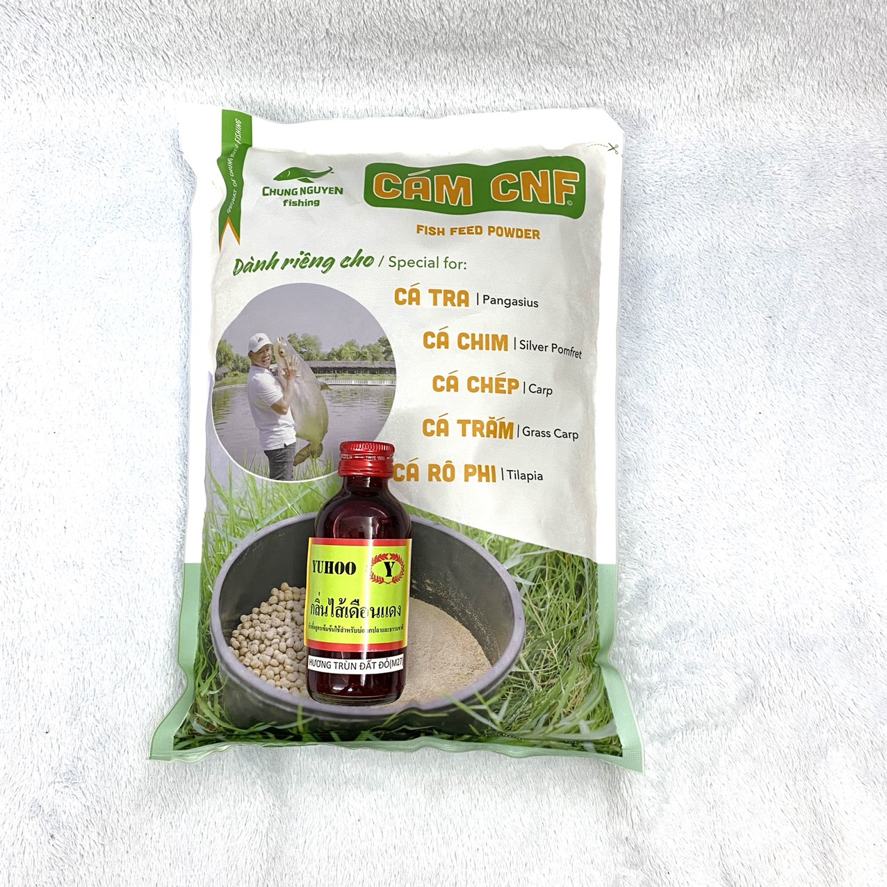 Mồi Câu Cá Chép , Combo 1kg Cám CNF + 1 Chai Tinh Mùi Thái Lan M27 Chuyên Câu Cá Chép