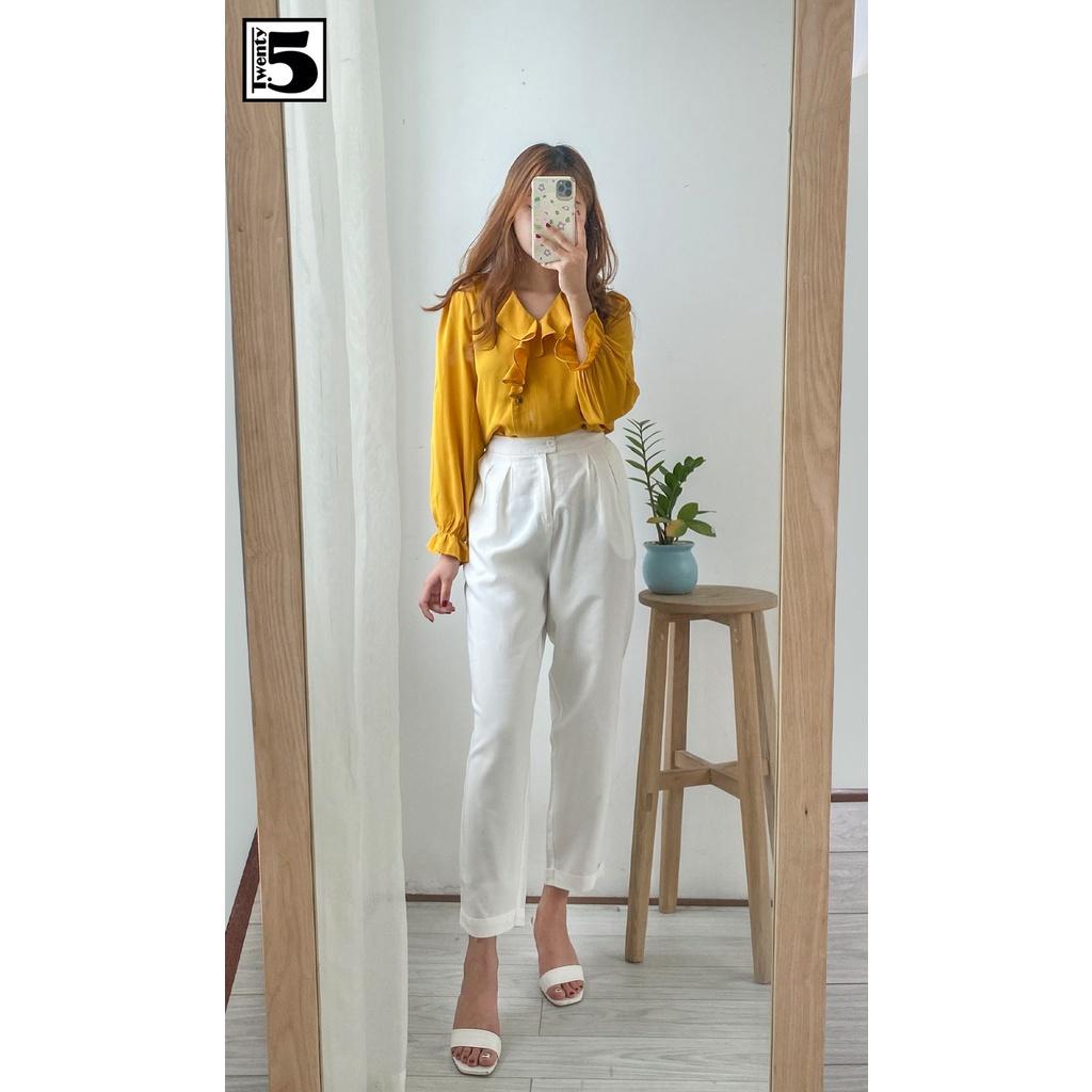 Quần kaki nữ dáng baggy 2 ly, gấu lật Twentyfive N631