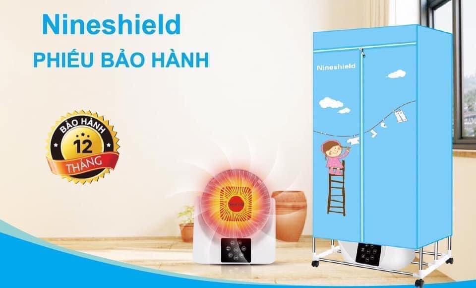 Máy sấy quần áo, tủ sấy quần áo khung inox hai tầng Nineshield Kb-006