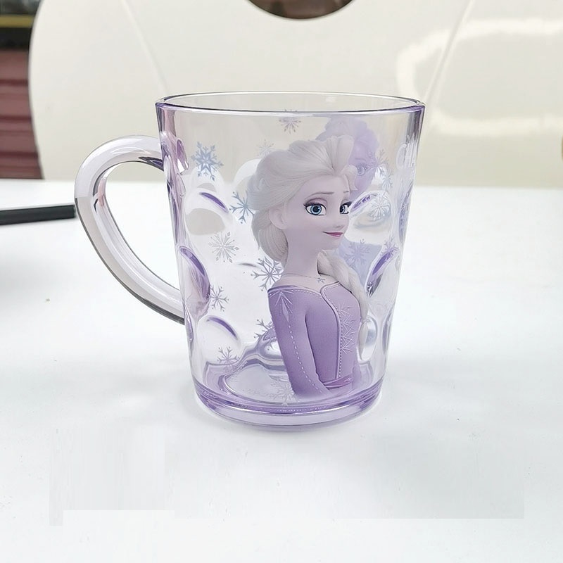Ly quai cầm tay trong suốt hình công chúa Elsa xinh màu tím siêu cute cho bé gái 260ml - 58VNDP2493