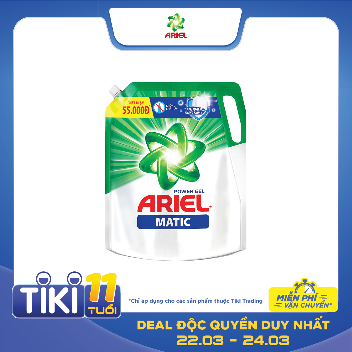 Combo 2 Túi Nước Giặt Ariel Matic Đậm Đặc (2.3kg/ Túi)