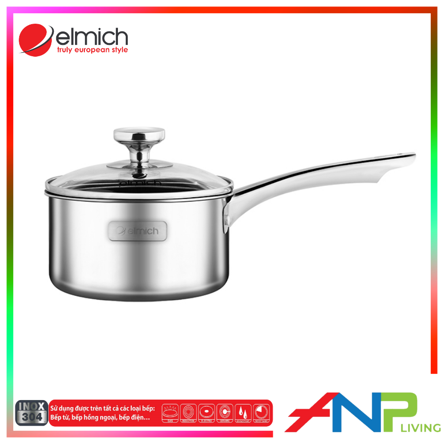 Bộ nồi quánh và chảo chống dính inox đáy liền Elmich Trimax Baby EL-3794 (Đường kính 14cm) - Hàng chính hãng