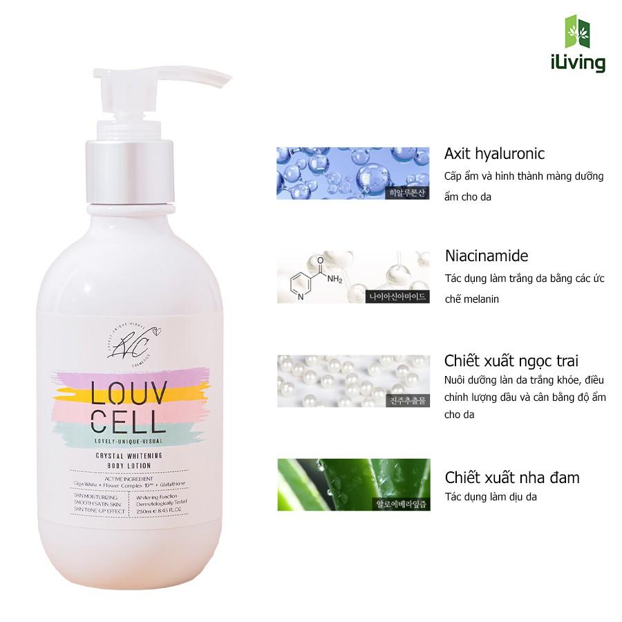 Kem dưỡng ẩm trắng da body Louv Cell Crystal Whitening Body Lotion 250ml LOUDTB250