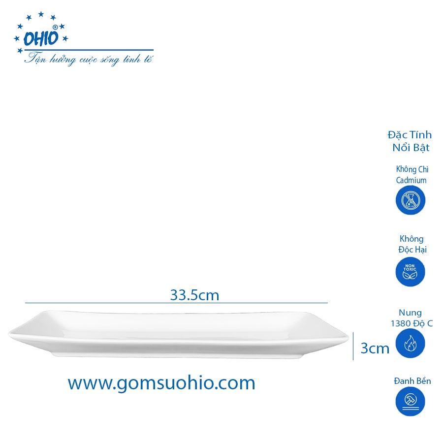 Khay Sushi 33.5cm Sứ Trắng OHIO