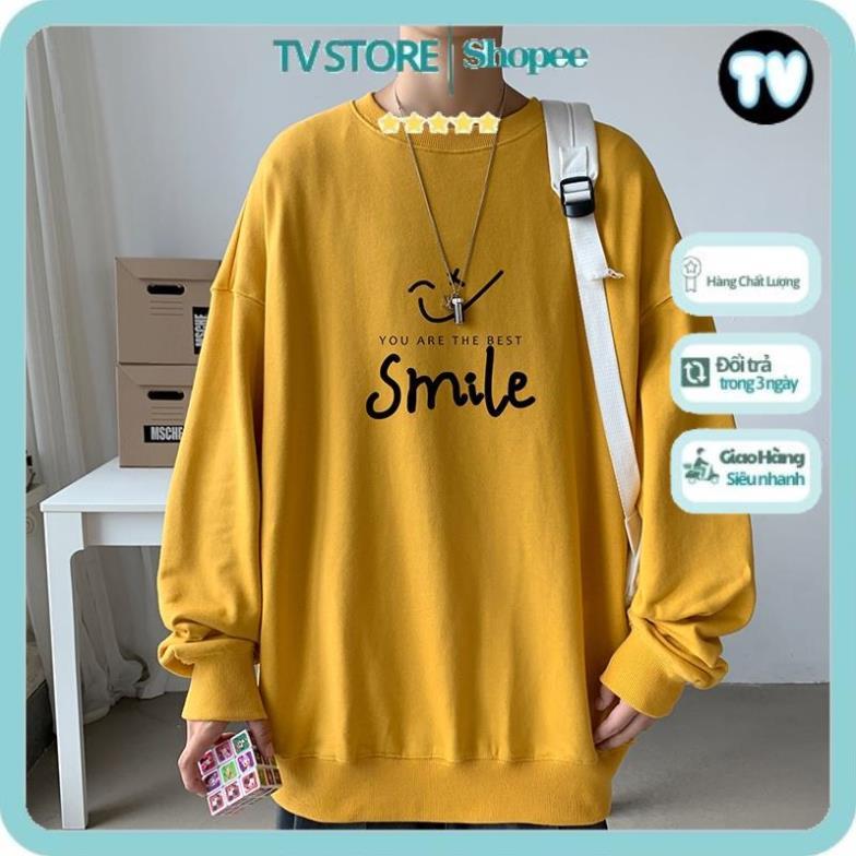 Áo Nỉ Nam TVSTORE Áo Sweater Tay Dài Cổ Tròn Dáng Rộng Lót Nhung Dày Dặn Thời Trang Hàn Quốc Trẻ Trung Cho Nam