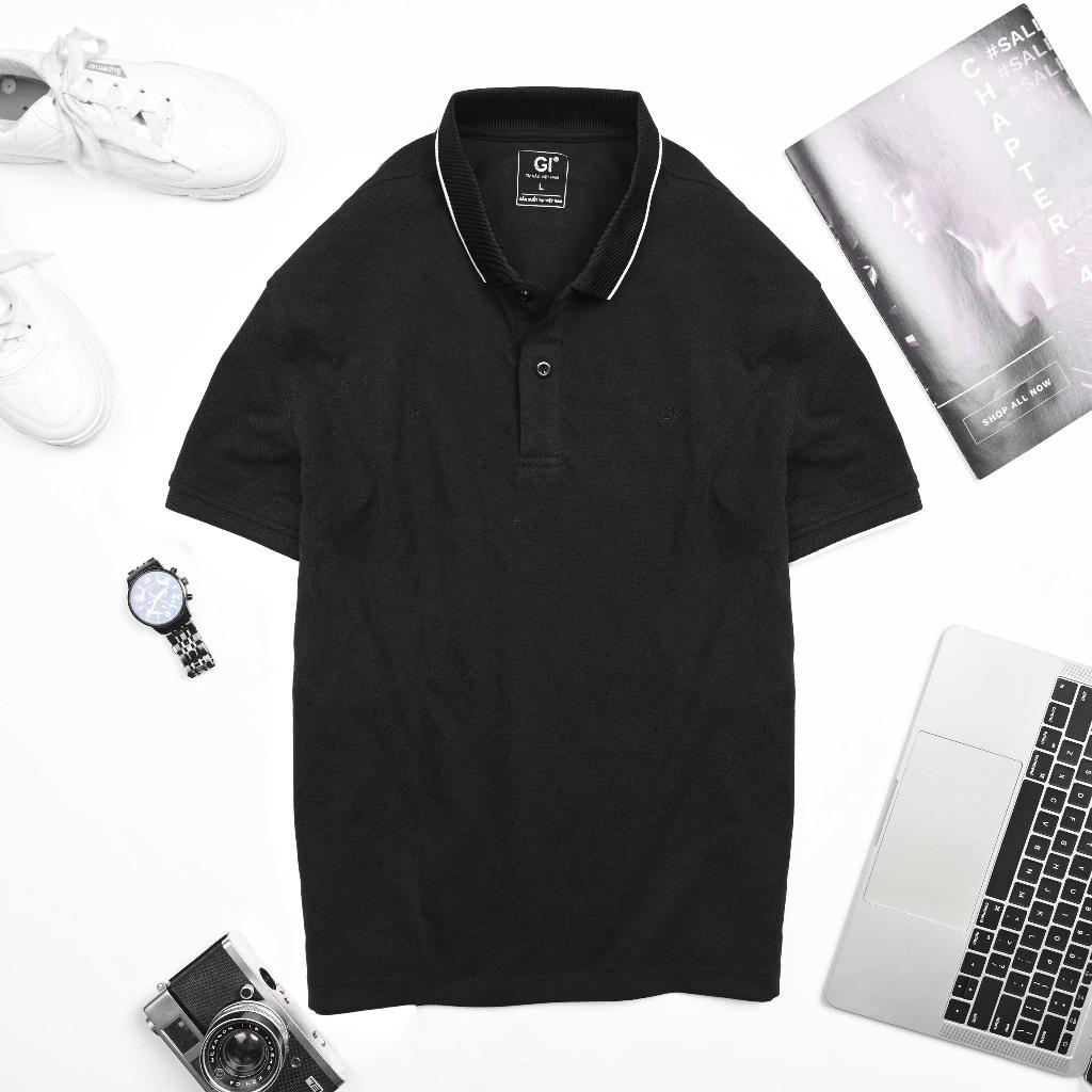 Áo polo nam ngắn tay cổ bẻ cá sấu cotton thời trang màu đen trơn basic thể thao GIFASHION MPC30313