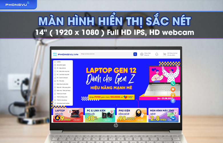 Laptop HP Pavilion 14-dv2032TU 6K768PA (Intel Core i7-1255U/ 8GB/ 512GB SSD/ 14'' FHD/ Win 11 Home SL - Hàng Chính Hãng