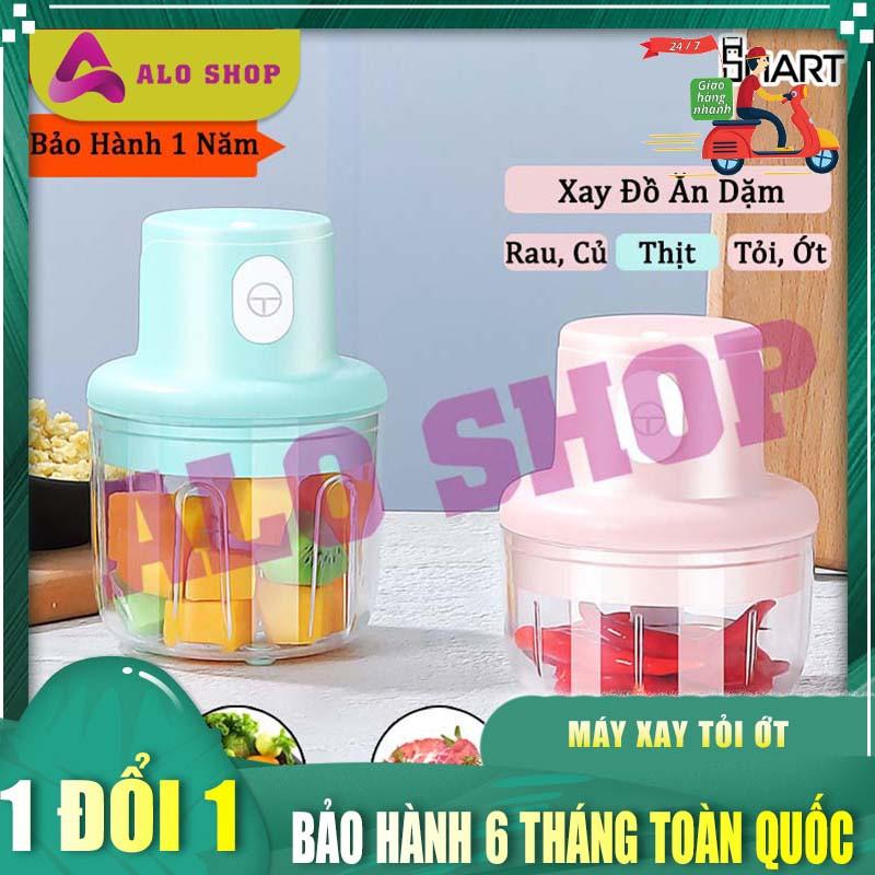 Máy xay mini xay tỏi ớt, đồ ăn dặm, thịt siêu khỏe nhỏ gọn sạc pin - ALOSHOP