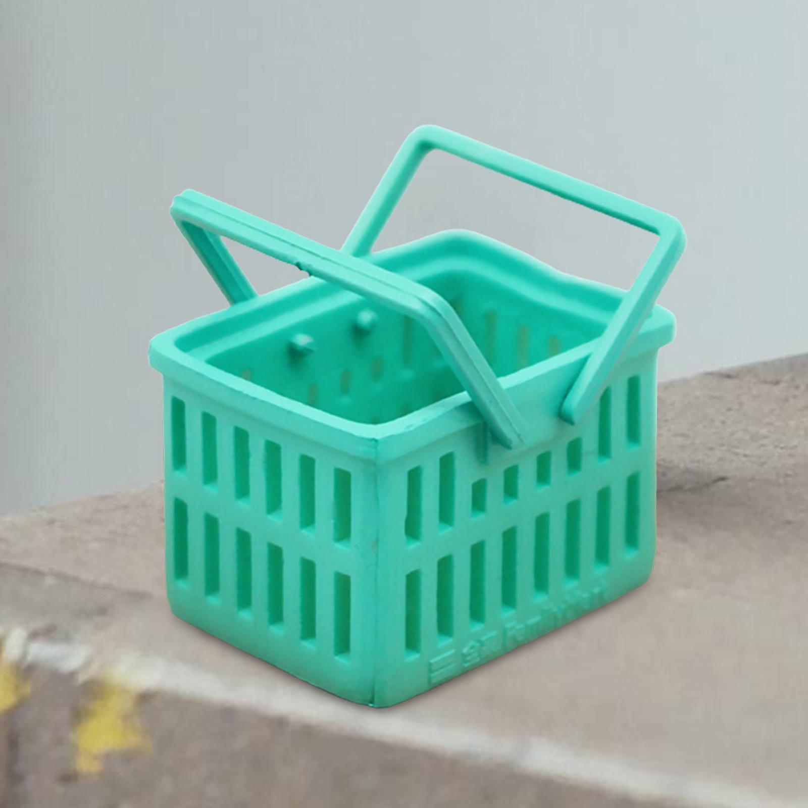 Dollhouse Miniature Shopping Baskets Mini Supermarket Basket Model for Green