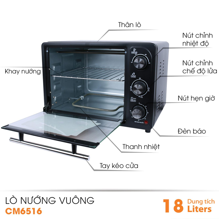 Lò Nướng Vuông Đa Năng COMET CM6516 (18 Lít) - Hàng Chính Hãng