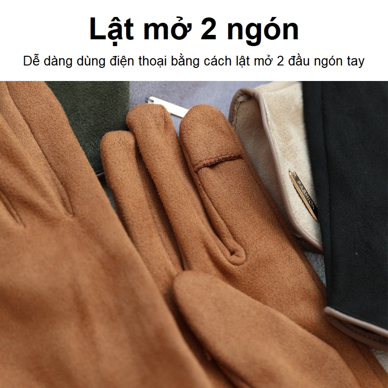 Găng tay nam lật mở ngón Anasi FS997 | Vải nhung mềm | Bao tay chống nắng cho nam