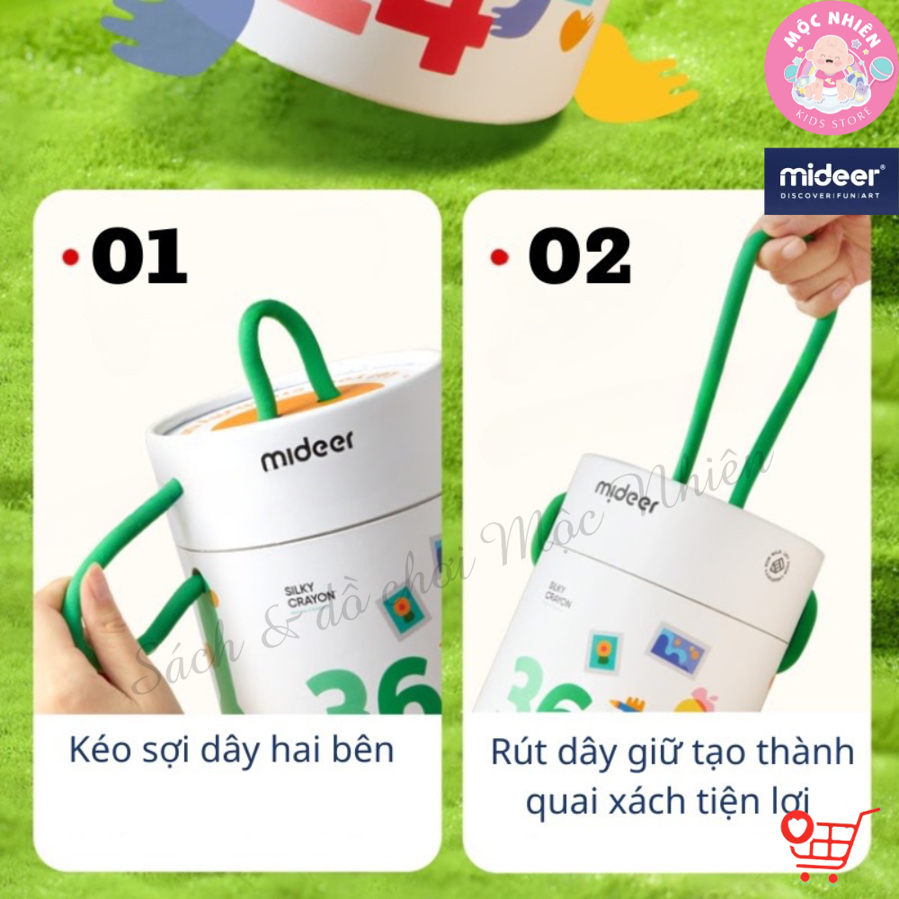 Bút Màu Sáp Lụa Hữu Cơ Mềm Mượt Dễ Tô Bản Mới Mau Khô Cho Bé - Mideer Silky Quick-dry Crayon 8 -12 - 24 và 36 Màu