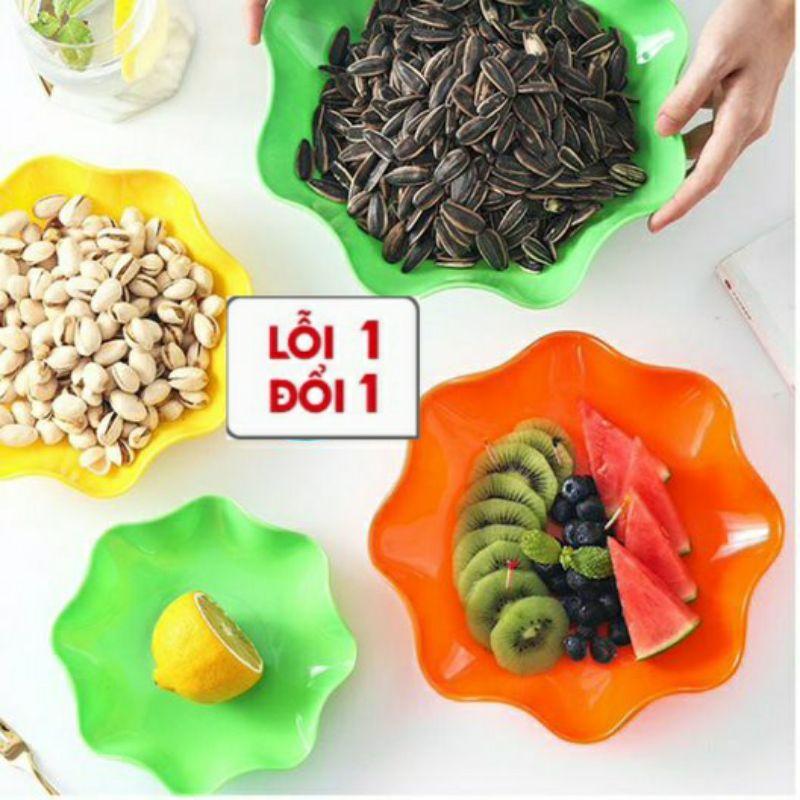 Đĩa tròn hoa nhựa phíp hàng đẹp – Đĩa nhựa đựng đồ ăn tiện lợi, nhỏ gọn tiện lợi