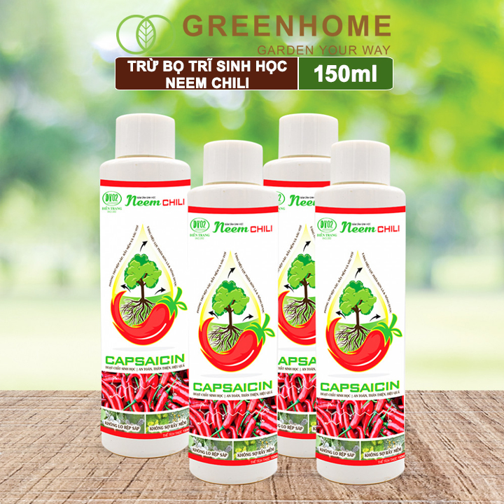 Dầu Neem Oil Sinh Học Greenhome, Neem Chill, 150ml, Kết Hợp Tinh Dầu Tỏi, Ớt, Trừ Bọ Trĩ, Nhện Đỏ, Rầy, Rệp Sáp Cho Cây