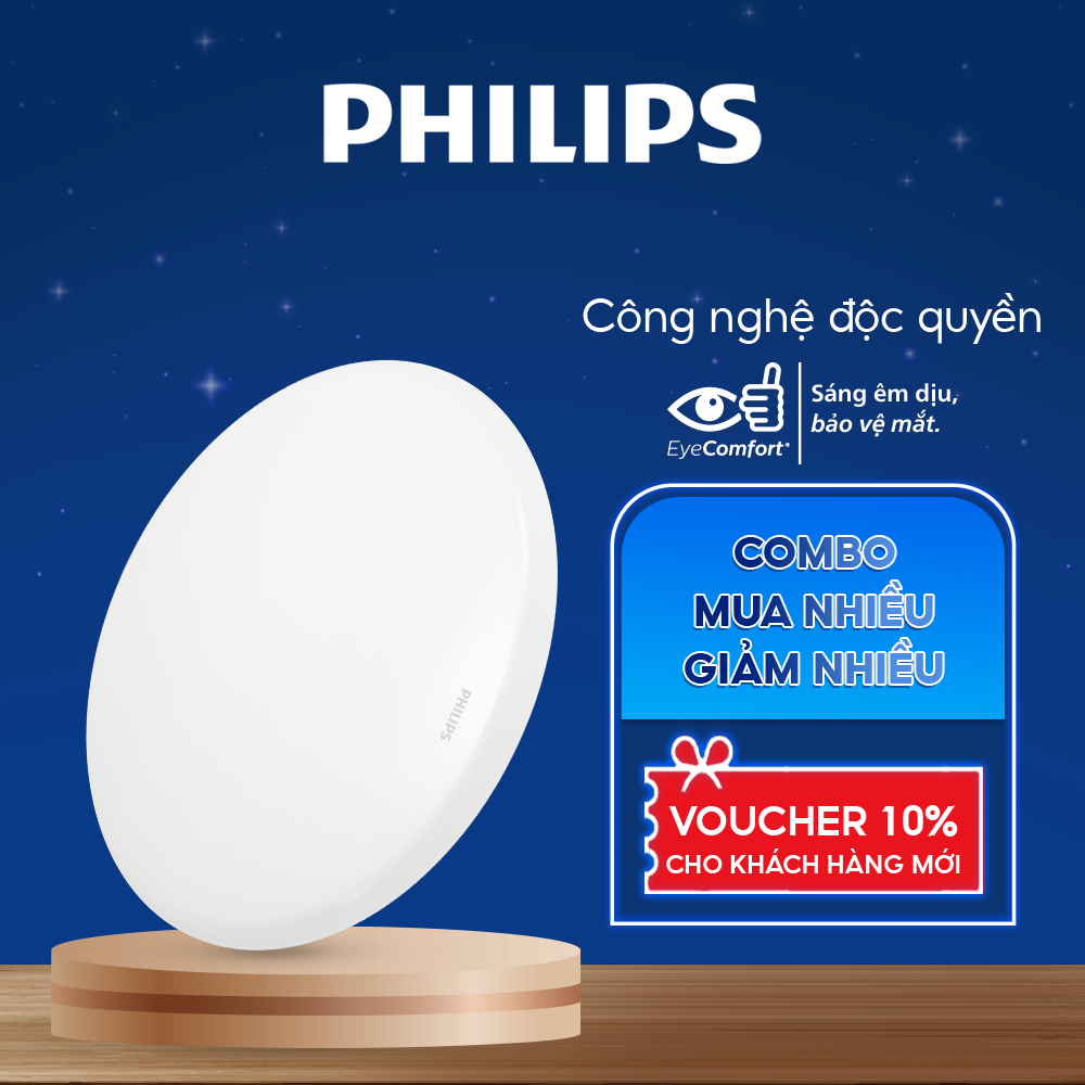 Bộ đèn PHILIPS LED ốp trần tròn CL200 - Công suất  ánh sáng vàng, ánh sáng trắng