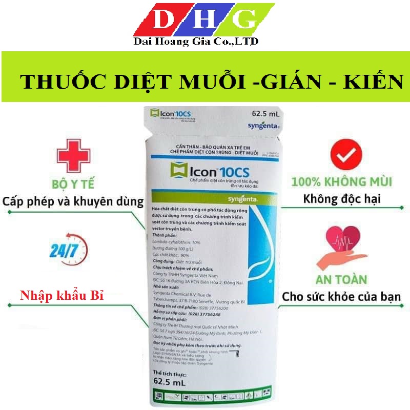 (Nhập Bỉ - Ko mùi) Thuốc Icon 10CS 62.5ml diệt muỗi kiến gián cho nhà dân, nhà kính, nhà yến... tồn lưu 02 tháng