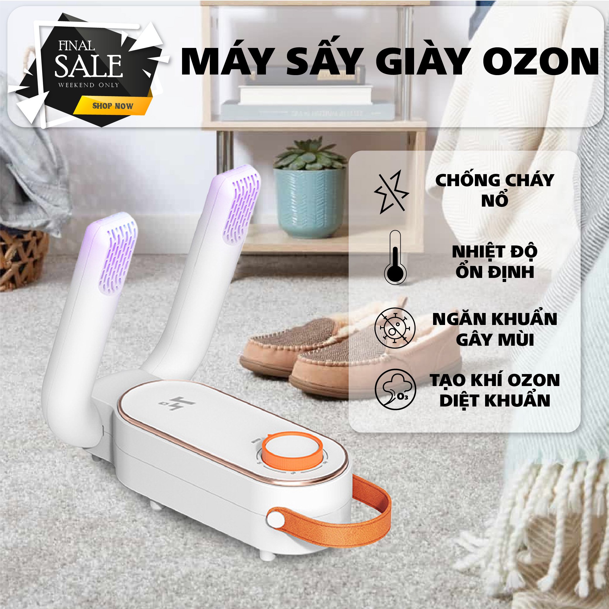 Máy Sấy Giày Ozon - Tạo Khí Diệt Khuẩn - Ngăn Khuẩn Gây Mùi - Nhiệt Độ Ổn Định - Đa Năng