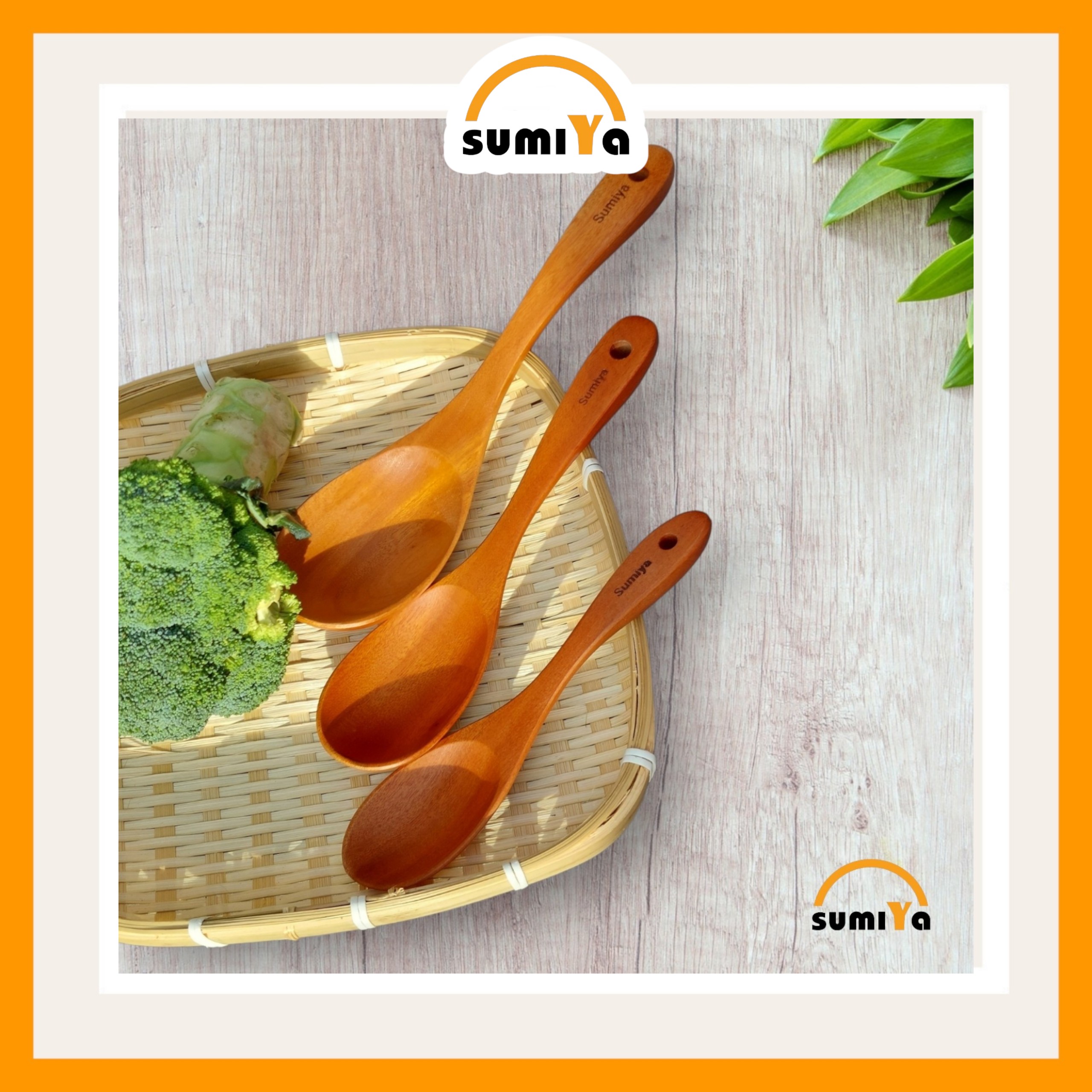 Muỗng canh gỗ SUMIYA, vá canh gỗ tự nhiên, vá múc canh gỗ tự nhiên