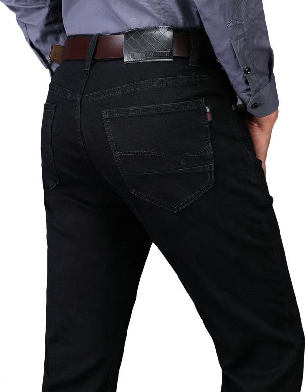 Quần Jeans Nam Co Giãn Cotton Đen Trơn