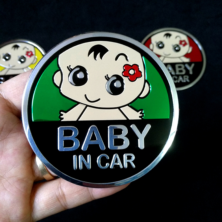 Logo dán kim loại BABY IN CAR