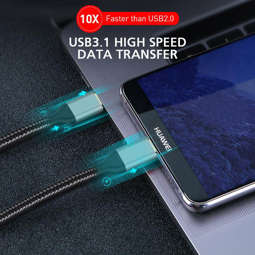 Hình ảnh Cáp sạc nhanh QGeeM cổng USB 3.1 Type C to Type C 3A PD 60W dài 1,2 m - Hàng Chính Hãng