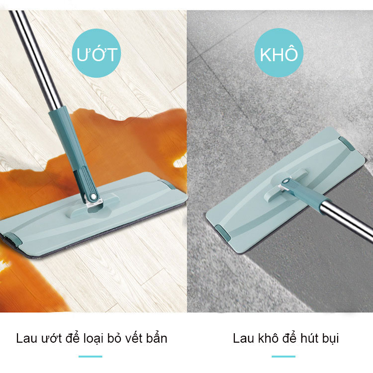 Bộ lau nhà thông minh tự vắt, cây lau nhà tự vắt thông minh 360 độ, 3 miếng lau Kitimop-S1