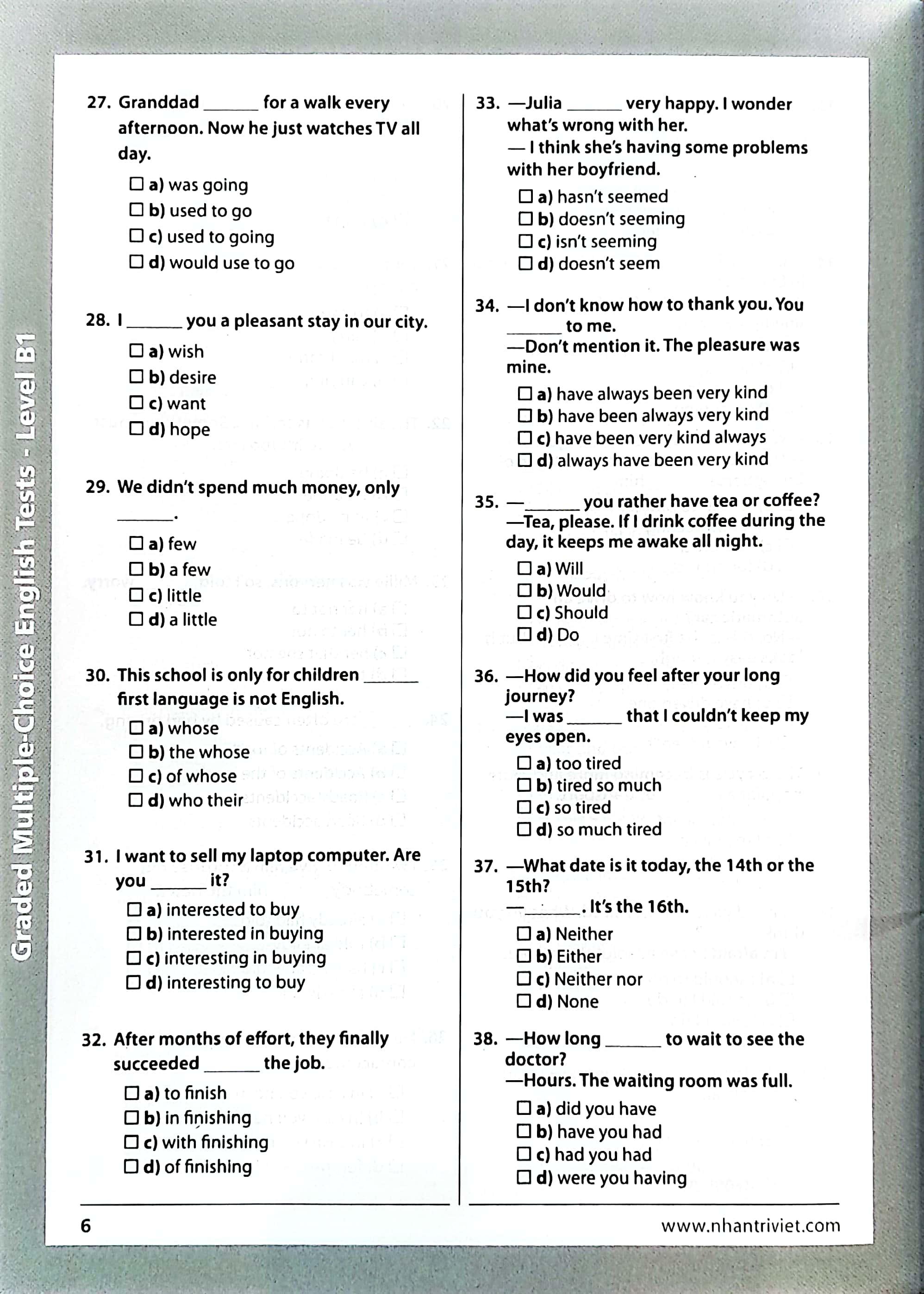 Sách Graded Multiple - Choice English Test Level B1( Không CD)