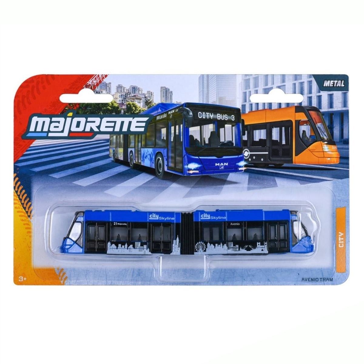 Đồ Chơi Mô Hình Xe City Bus Man + Avenio Tram - Majorette 8503003001 - Màu Xanh Dương