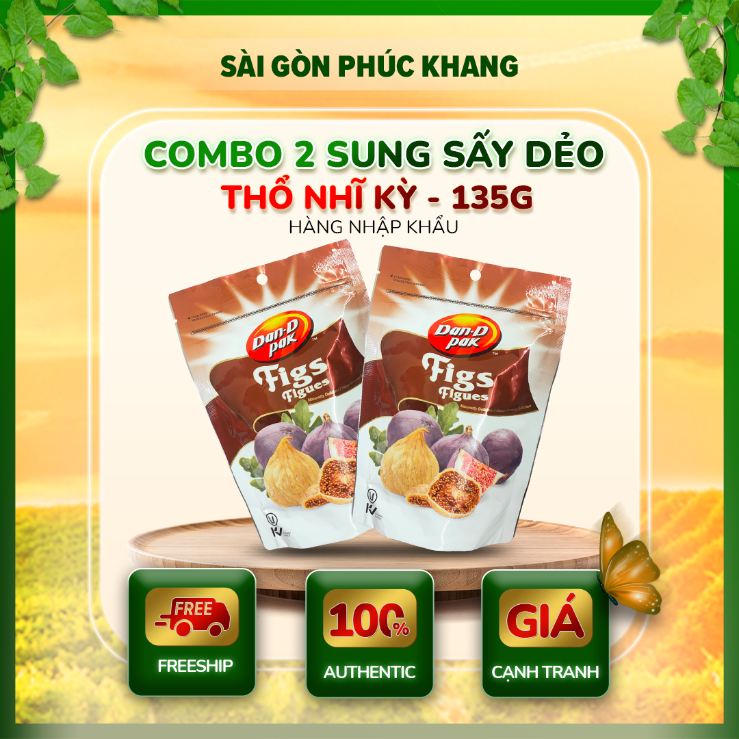 COMBO 2 BỊCH SUNG SẤY DẺO NHẬP KHẨU TURKISH 135gr dan.d.pak,không chất bảo quản,ngăn ngừa ung thư,ổn định đường huyết